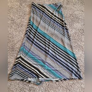 GNW Striped Maxi Skirt in Black, Gray, and Blues- Size Small